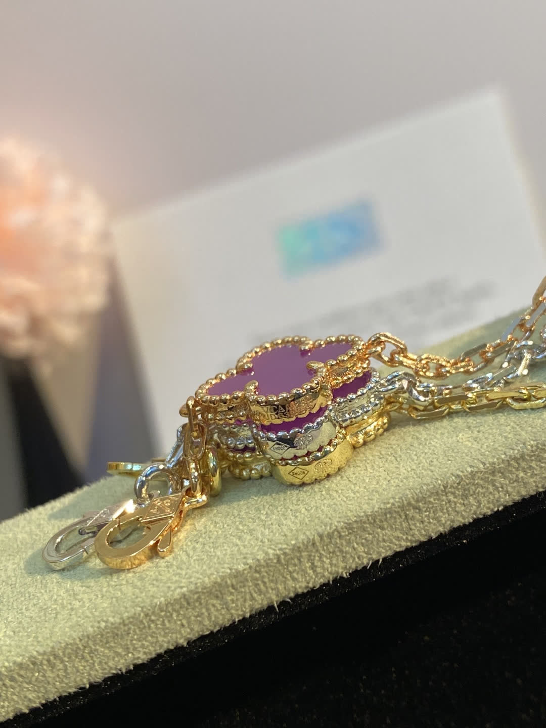 Van Cleef & Arpels Alhambra Pink Enamel Bracelet